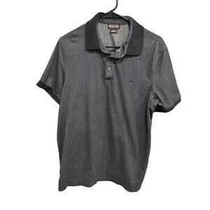 Michael Kors Mens Black Gray Short Sleeve Polo Shirt Size L Cotton Poly Blend